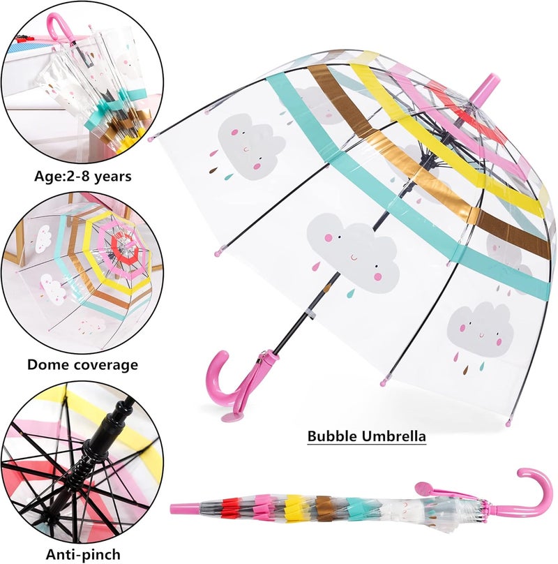 RONIARE Kids Umbrella Clear Bubble Umbrellas for Rain,Safety Dome Windproof Umbrella for Kid Girls and Boys - Image 2
